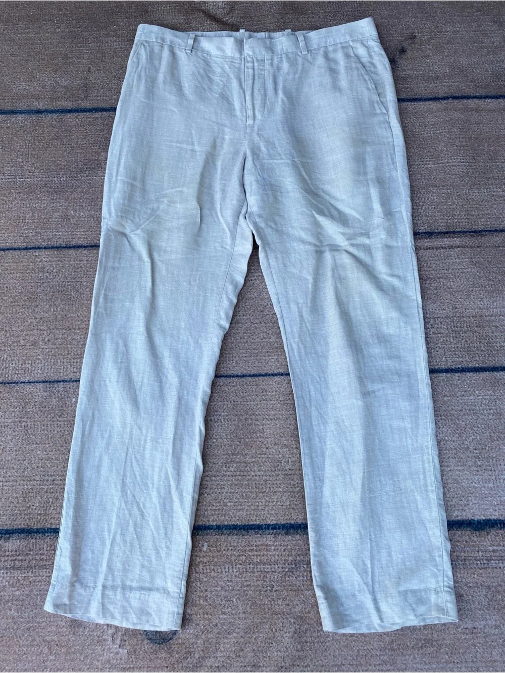 Perry Ellis 36x30 white cream linen trouser. Coastal, beachy, euro summer